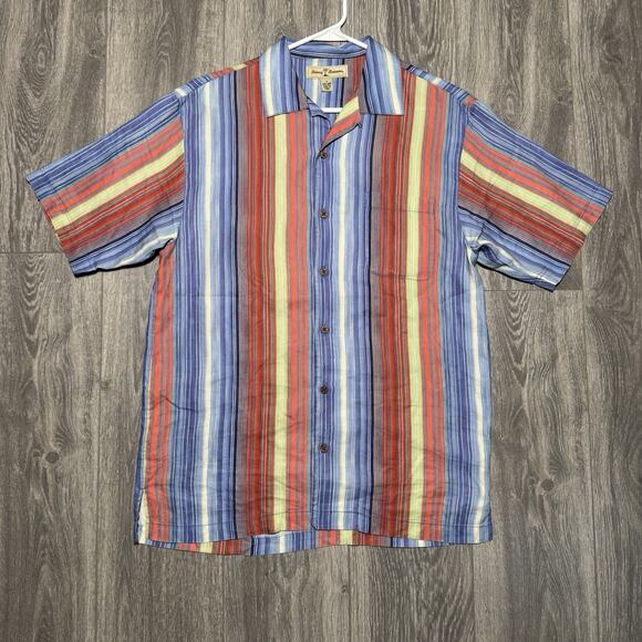 Tommy Bahama Other - Tommy Bahama Colorful Striped Linen & Silk Blend Camp Button Up Shirt Mens Small